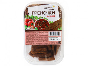 Мучные полоски КРАСНЫЕ со вкусом пряной говядины 76 гр: Сурские гренки с Аджикой (100 гр)